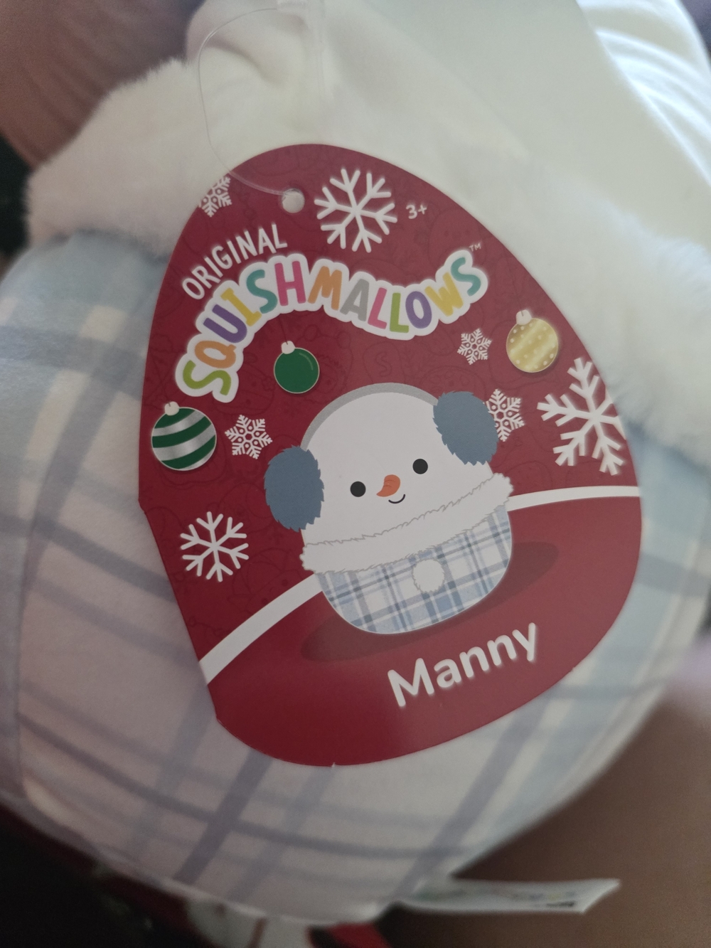 Original Squishmallows Manny Plush - Light Blue & White